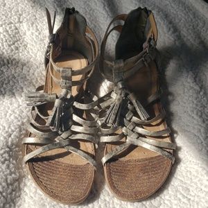 Silver gladiator sandals